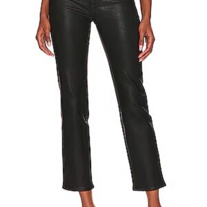 Good American Good Classic Coated Black Straight Leg Jeans Size 4/27 Stretch